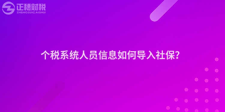個稅系統(tǒng)人員信息如何導(dǎo)入社保？
