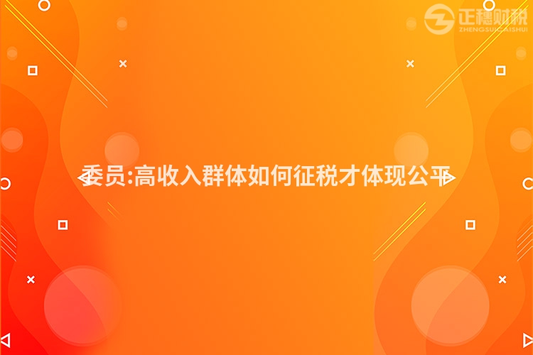 委員:高收入群體如何征稅才體現公平